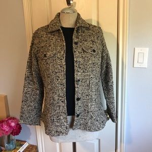 Chicos Tweed brown tan and black jacket